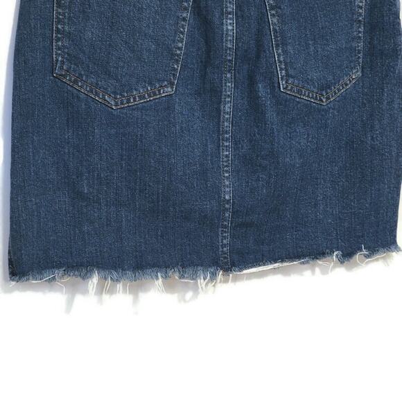 Madewell Blue Denim Mini Skirt Raw Hem Stretch Casual Everyday Outfit Size 26 - Picture 9 of 12